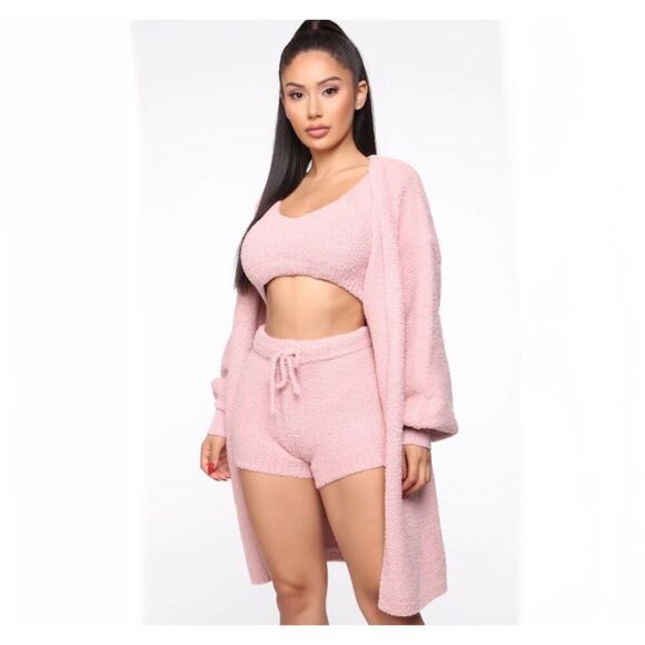 Fashion Nova Pants - NWT 3pc Fashion Nova Living In It Cozy Set Pink 2X